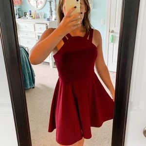 Maroon High Neck Dress
